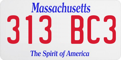 MA license plate 313BC3