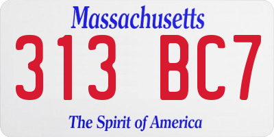 MA license plate 313BC7