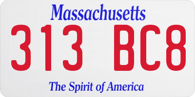 MA license plate 313BC8