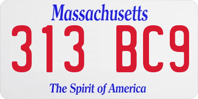 MA license plate 313BC9
