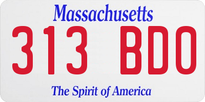 MA license plate 313BD0