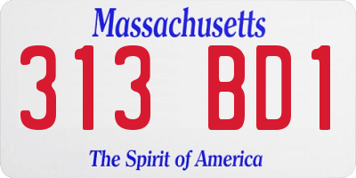 MA license plate 313BD1