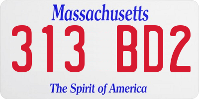 MA license plate 313BD2