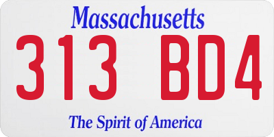 MA license plate 313BD4