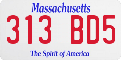 MA license plate 313BD5