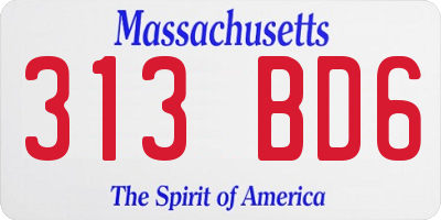 MA license plate 313BD6
