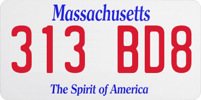 MA license plate 313BD8