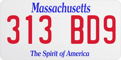 MA license plate 313BD9