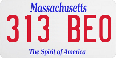 MA license plate 313BE0