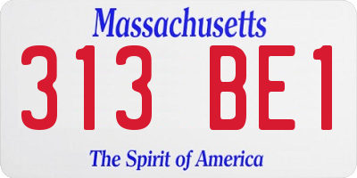 MA license plate 313BE1