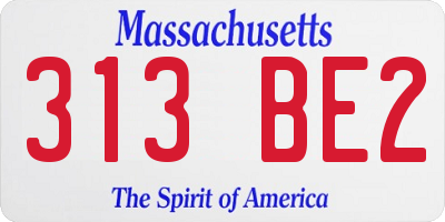 MA license plate 313BE2