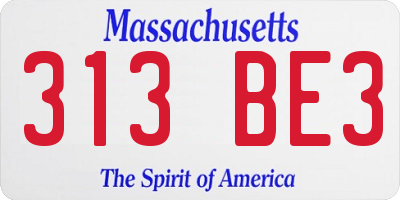 MA license plate 313BE3