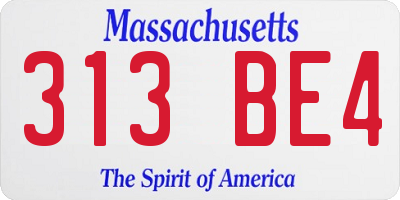 MA license plate 313BE4