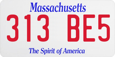 MA license plate 313BE5