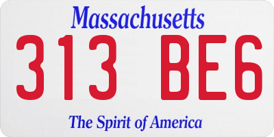 MA license plate 313BE6