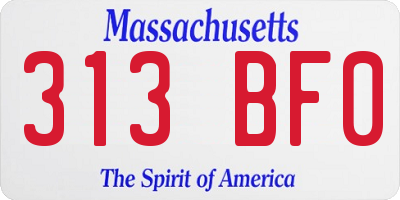 MA license plate 313BF0