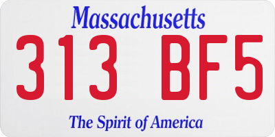 MA license plate 313BF5