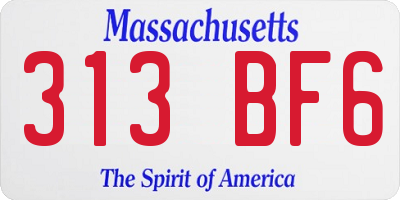 MA license plate 313BF6