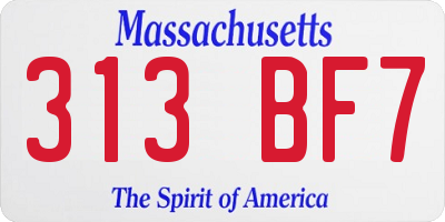 MA license plate 313BF7