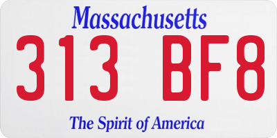 MA license plate 313BF8