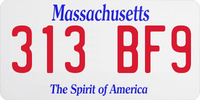 MA license plate 313BF9