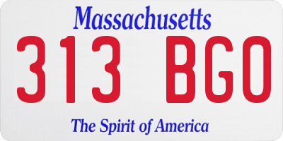 MA license plate 313BG0