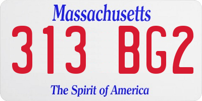 MA license plate 313BG2
