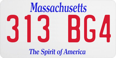 MA license plate 313BG4