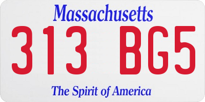 MA license plate 313BG5