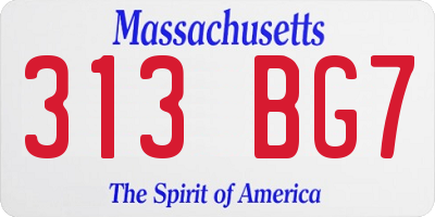 MA license plate 313BG7