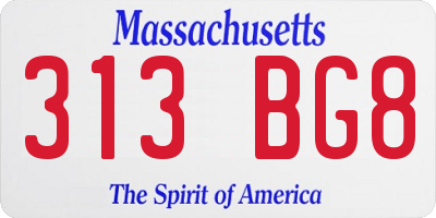 MA license plate 313BG8