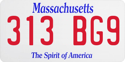 MA license plate 313BG9