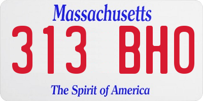 MA license plate 313BH0