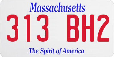 MA license plate 313BH2