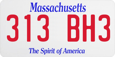MA license plate 313BH3
