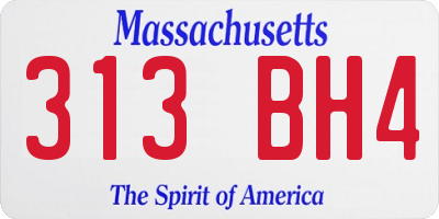 MA license plate 313BH4