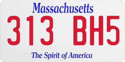 MA license plate 313BH5