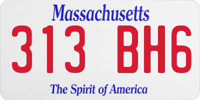 MA license plate 313BH6