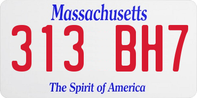 MA license plate 313BH7