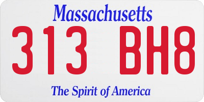 MA license plate 313BH8