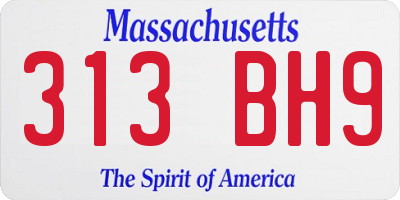 MA license plate 313BH9
