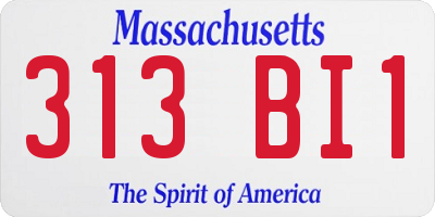 MA license plate 313BI1