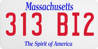 MA license plate 313BI2