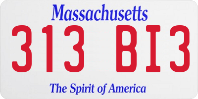 MA license plate 313BI3