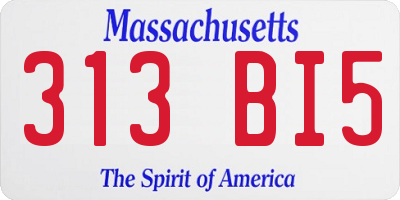 MA license plate 313BI5