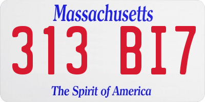 MA license plate 313BI7