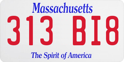 MA license plate 313BI8