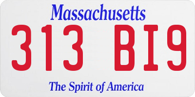 MA license plate 313BI9