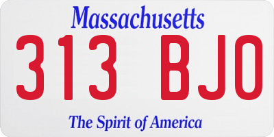 MA license plate 313BJ0