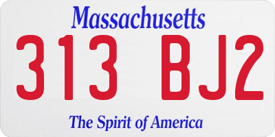 MA license plate 313BJ2